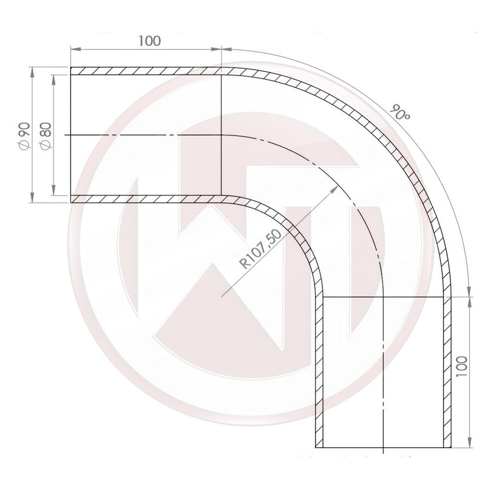 80mm (3,15) Silicone hose90ø bend black (001004158)