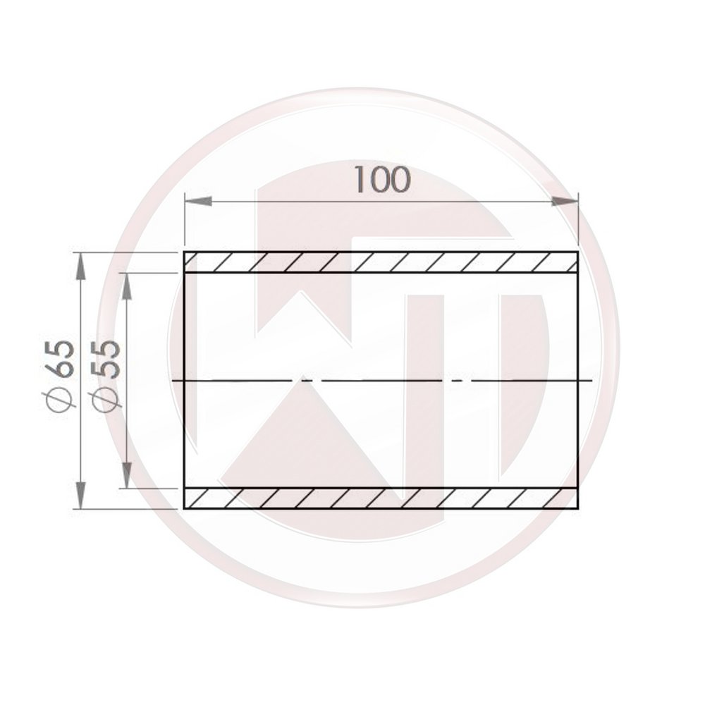 55mm (2,16) Silicone connector straight black (00100463)