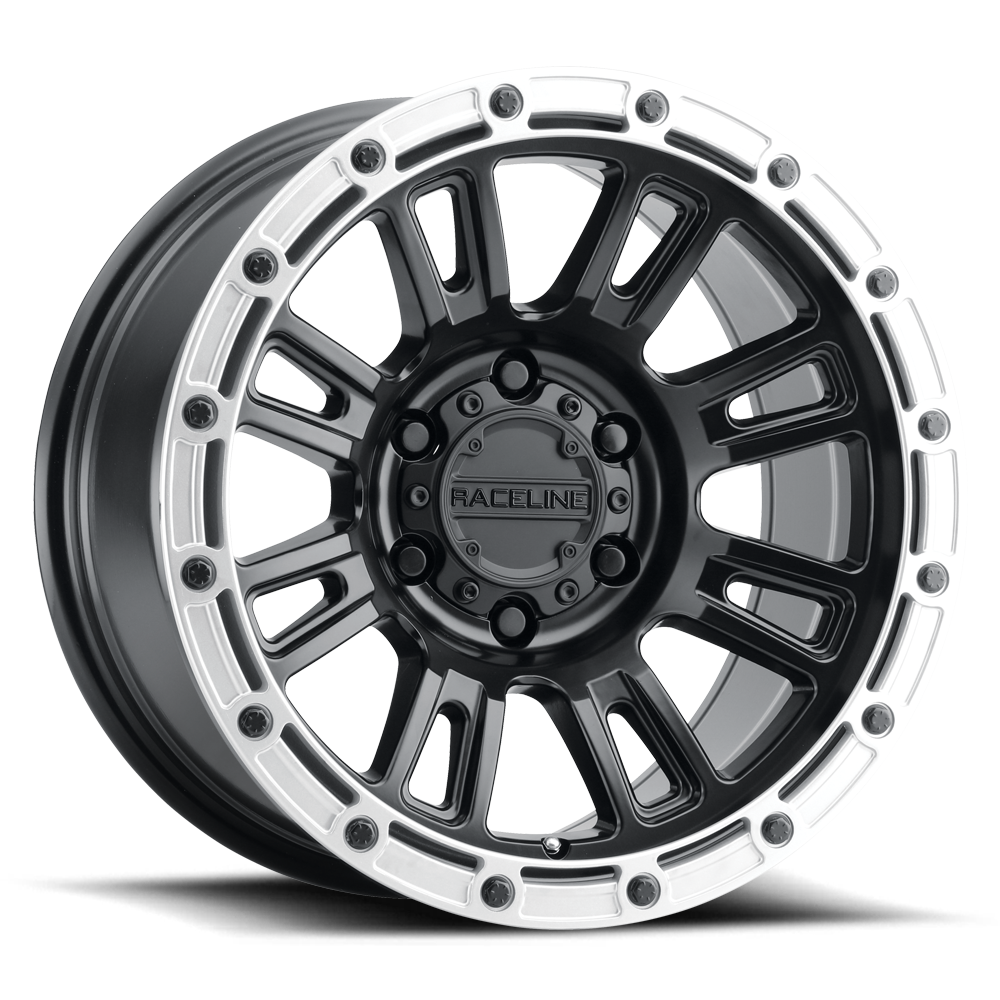 Raceline Wheel (956BS-Compass) Satin Black W/ Silver Ring Finish