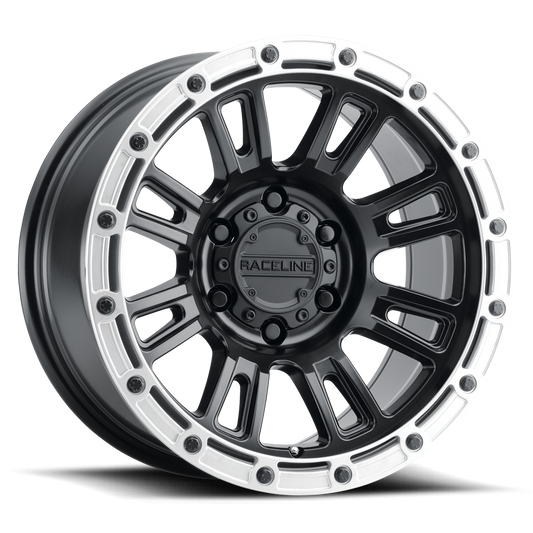 Raceline Wheel (956BS-Compass) Satin Black W/ Silver Ring Finish