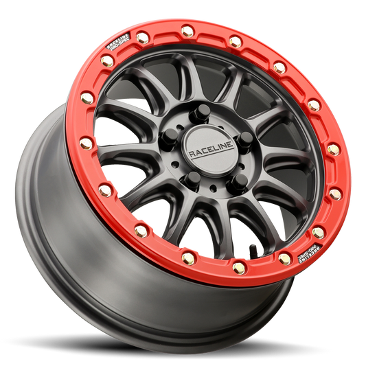 Raceline Wheel (A14GR-Alpha) Satin Gunmetal /Red Ring Finish