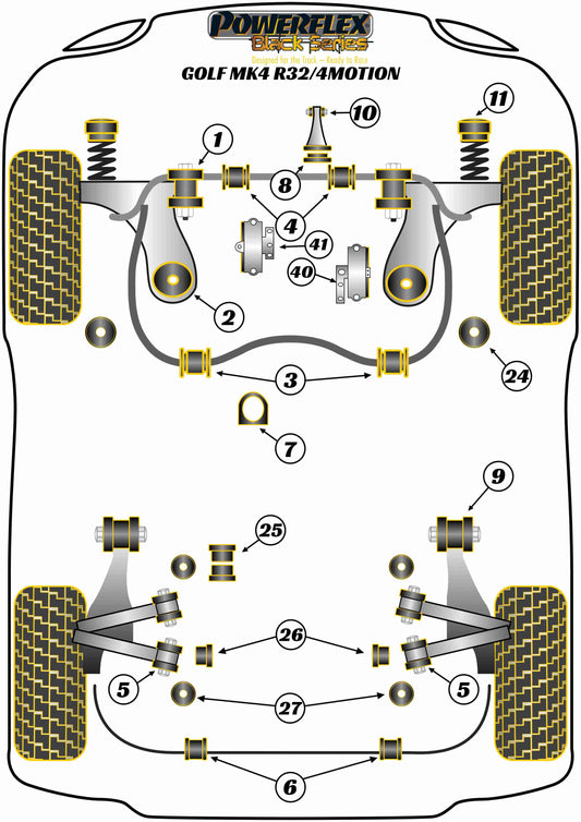 Volkswagen (PFR3-508GBLK) Rear Trailing Arm Front Bush Toe Adjust