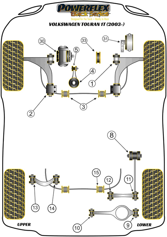 Volkswagen (PFR85-515-21.7BLK) Rear Anti Roll Bar Bush 21.7mm