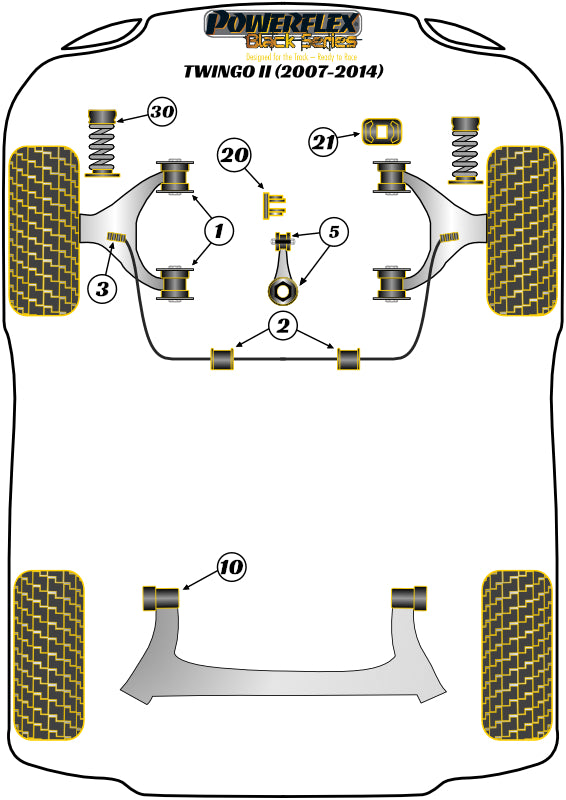Renault (PFF60-211KBLK) Dog Bone (Twisted) Engine Mount Bush Kit