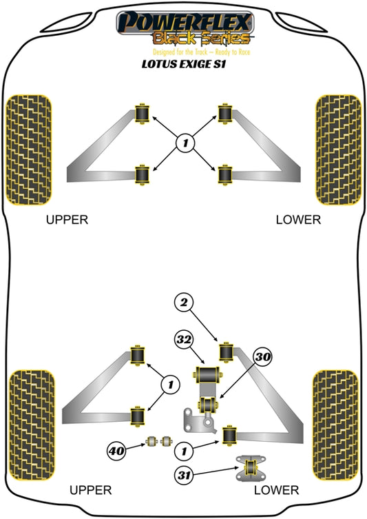 Lotus (PFR34-240BLK) Gear Cable Rear Bush Kit