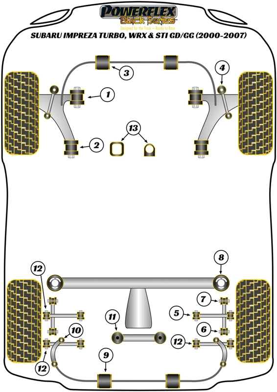 Subaru (PFR69-124BLK) Rear Subframe-Front Outrigger To Chassis Right Side