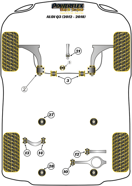 Audi (PFF85-503-23BLK) Front Anti Roll Bar Bush 23mm