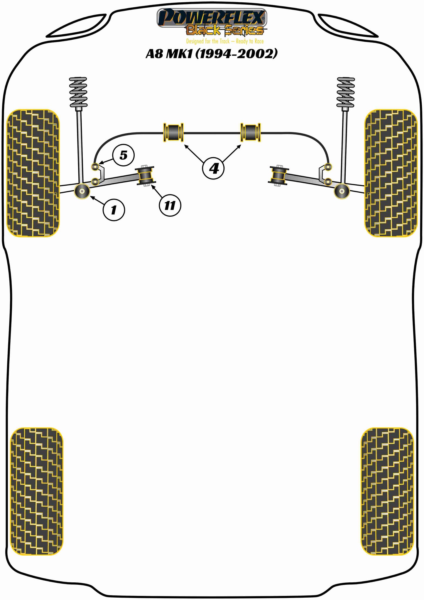 Audi (PFF3-204-26.8BLK) Front Anti Roll Bar Bush 26.8mm