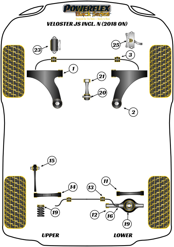 Hyundai (PFR26-119BLK) Rear Upper and Lower Spring Isolator Pads