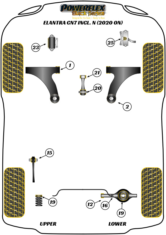 Hyundai (PFR26-219BLK) Rear Upper and Lower Spring Isolator Pads