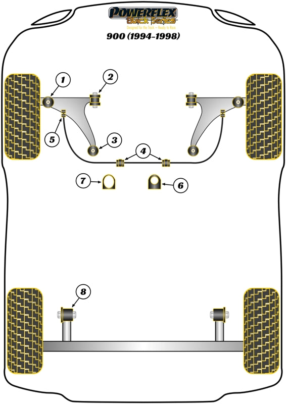 Saab (PFF66-412BLK) Steering Rack Mounting Flat Bottom