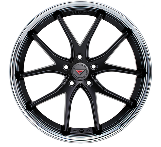 Ferrada Wheels FR2  Machine Black With Chrome Lip