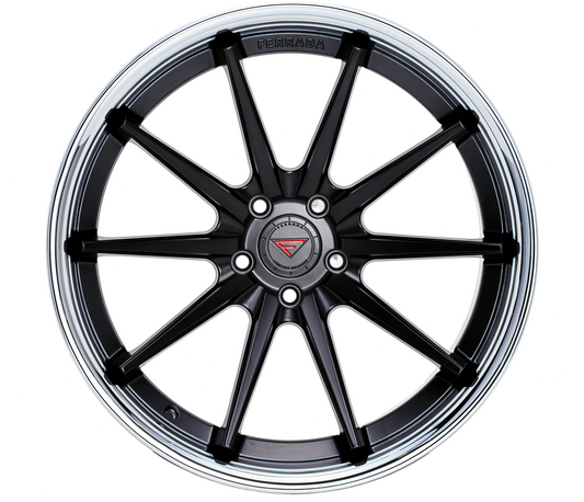 Ferrada Wheels FR4  Machine Black With Chrome Lip