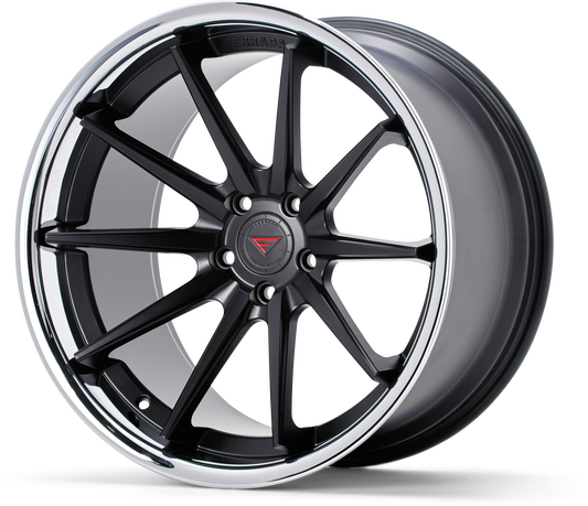 Ferrada Wheels FR4  Machine Black With Chrome Lip