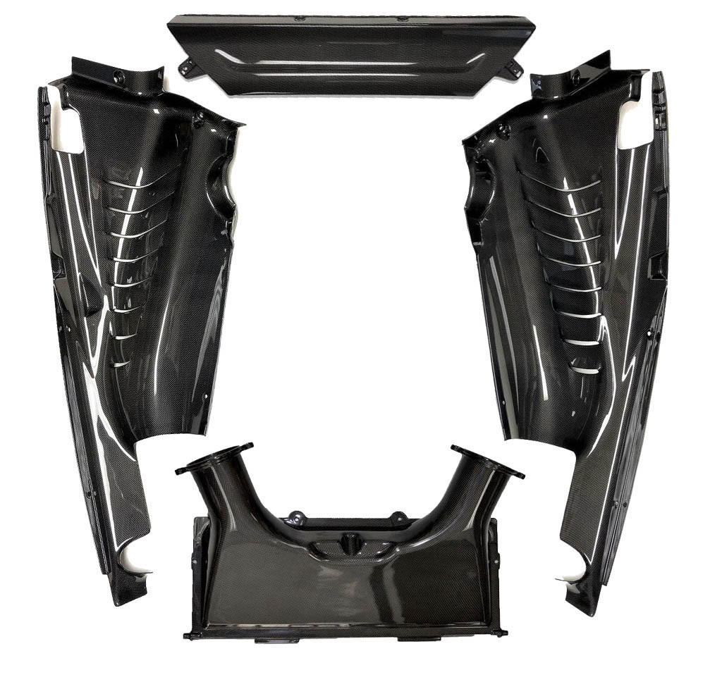 Fabspeed Carbon Fiber 4 Piece Engine Bay Set - Ferrari F8 Tributo Coupe, 488 GTB Coupe (FS-CF-FER-EBPS6-F8)