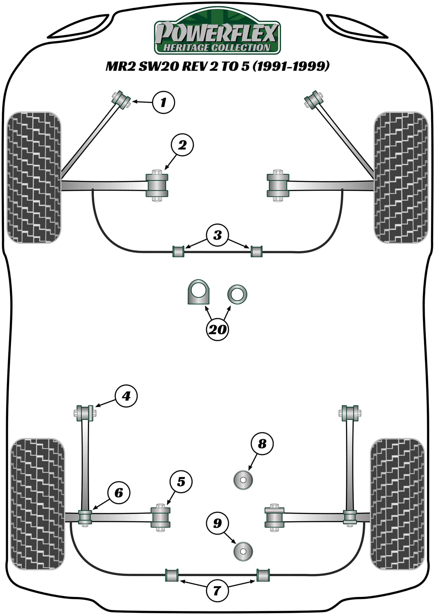 Toyota (PFF76-320H) Steering Rack Mounting Bush Kit