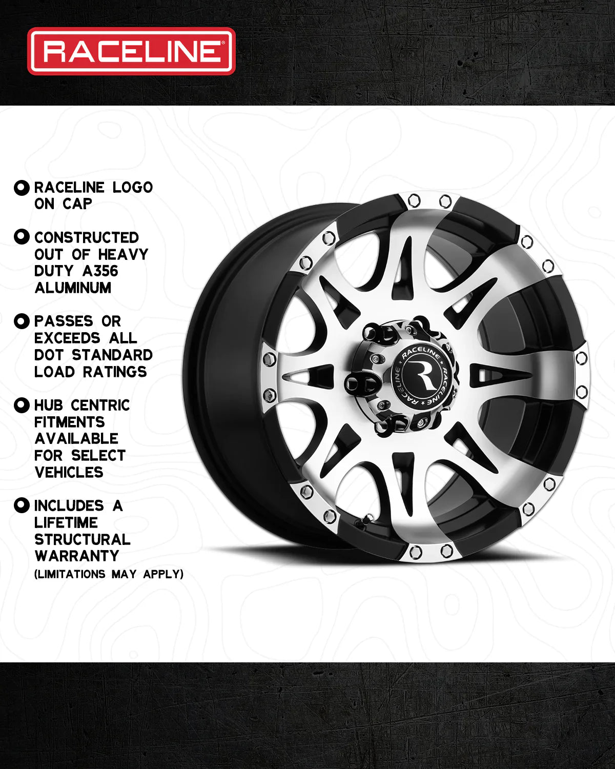 Raceline Wheel (982-Raptor) Black Machined Finish