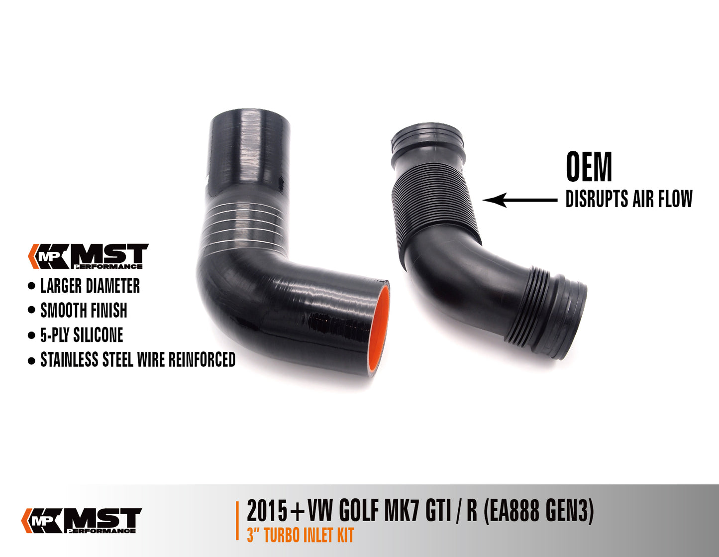VW Golf MK7 MQB High Flow 3" Turbo Inlet Kit (For Stock Turbo) (VW-MK710)