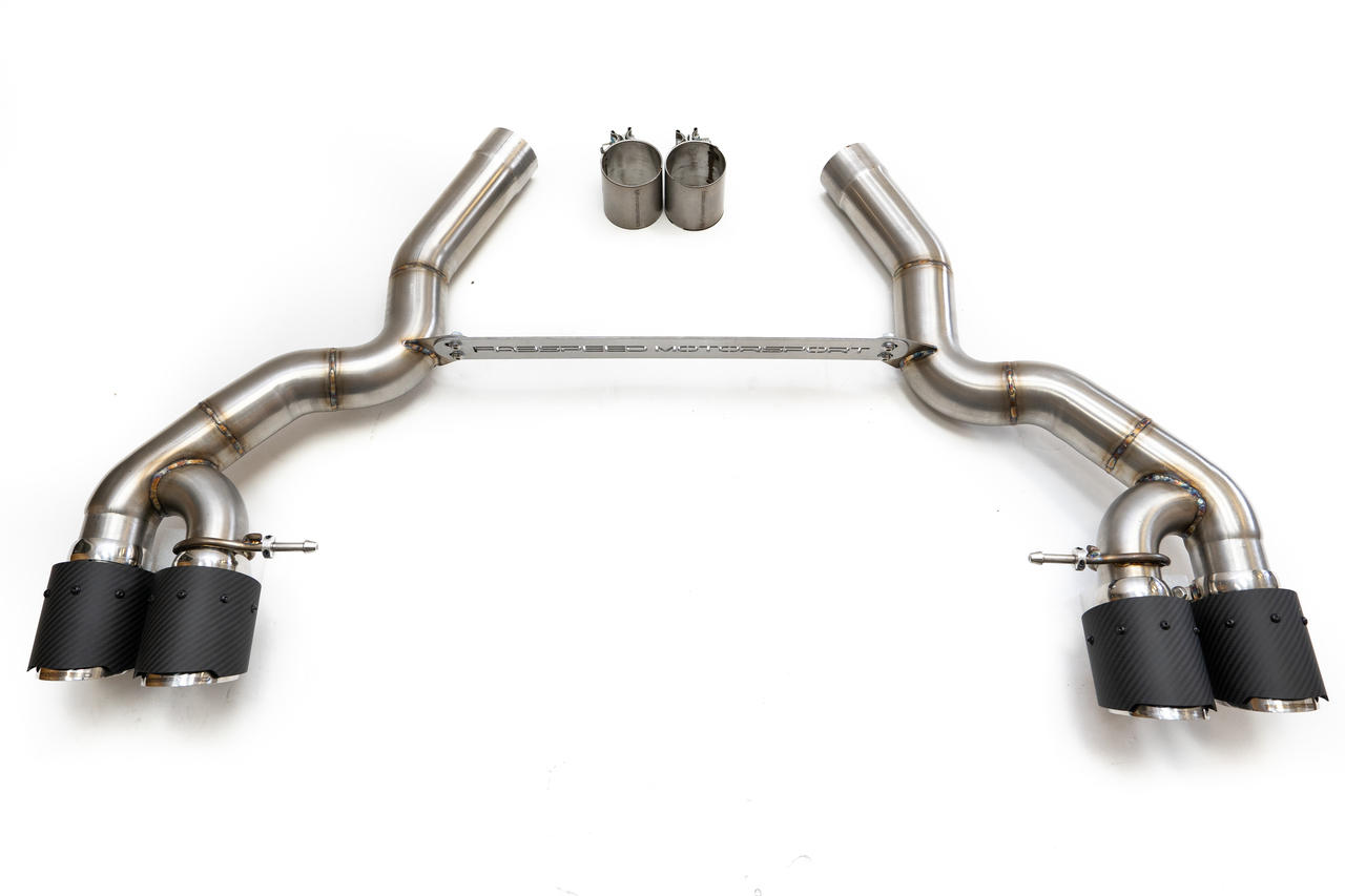 Fabspeed BMW M5 F90 Muffler Bypass Pipes with Quad Style Tips (FS.BMW.F90.MBX)