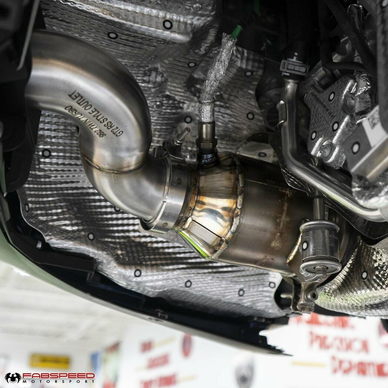 Fabspeed Porsche 992 Carrera Sport Catalytic Converters with GT2RS Style Outlets 2021 Onwards (FS.POR.992.SCGT2XX)