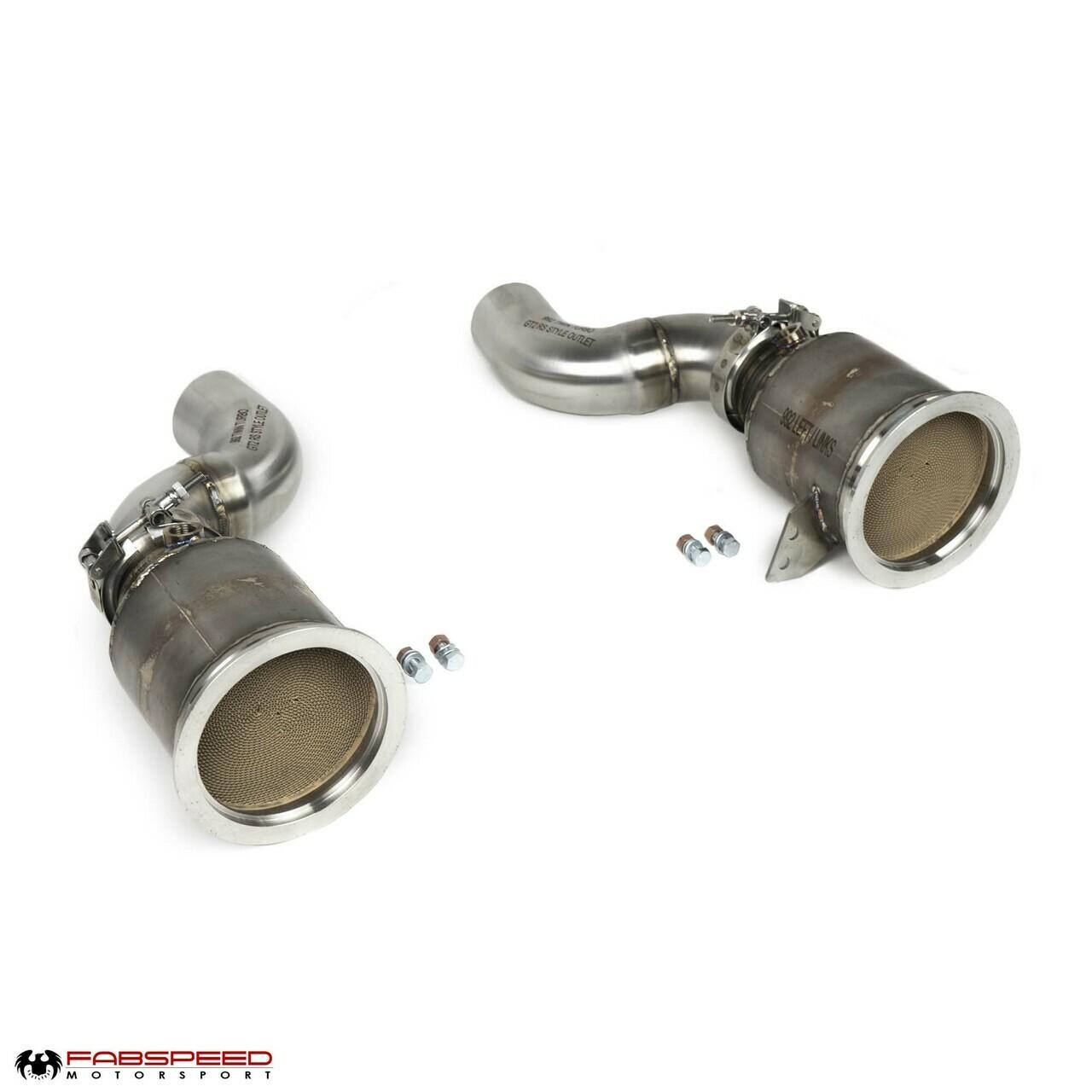 Fabspeed Porsche 992 Twin Turbo / Twin Turbo S Sport Catalytic Converters with GT2RS Style Outlets 2021 Onwards (FS.POR.992T.SCGT2XX)