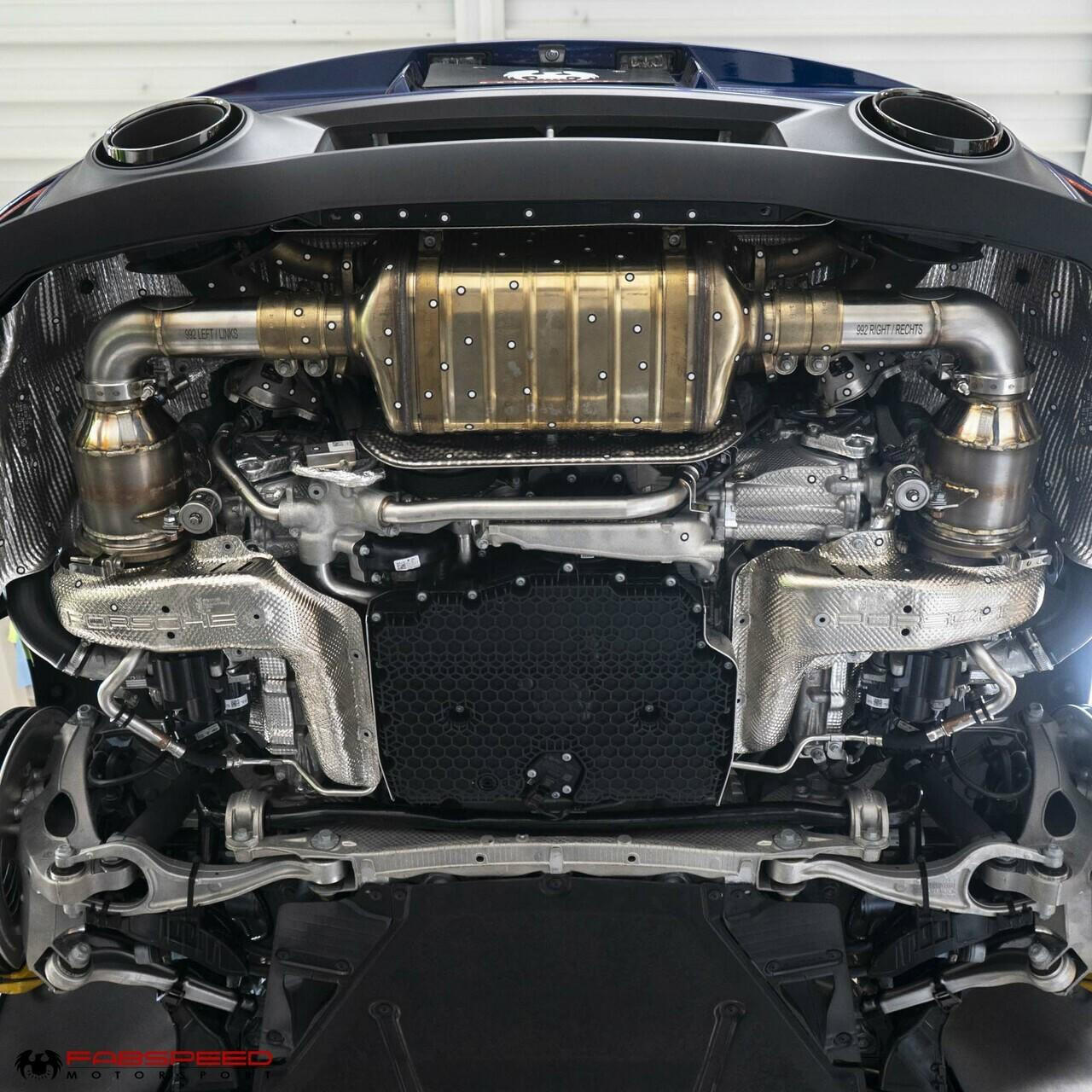 Fabspeed Porsche 992 Carrera Sport Catalytic Converters with GT2RS Style Outlets 2021 Onwards (FS.POR.992.SCGT2XX)