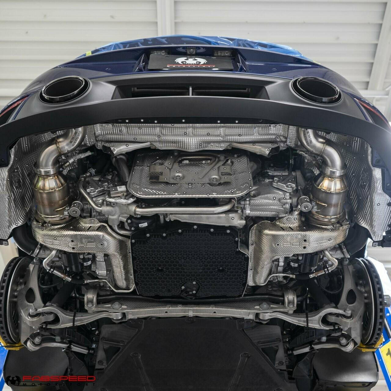 Fabspeed Porsche 992 Carrera Sport Catalytic Converters with GT2RS Style Outlets 2021 Onwards (FS.POR.992.SCGT2XX)