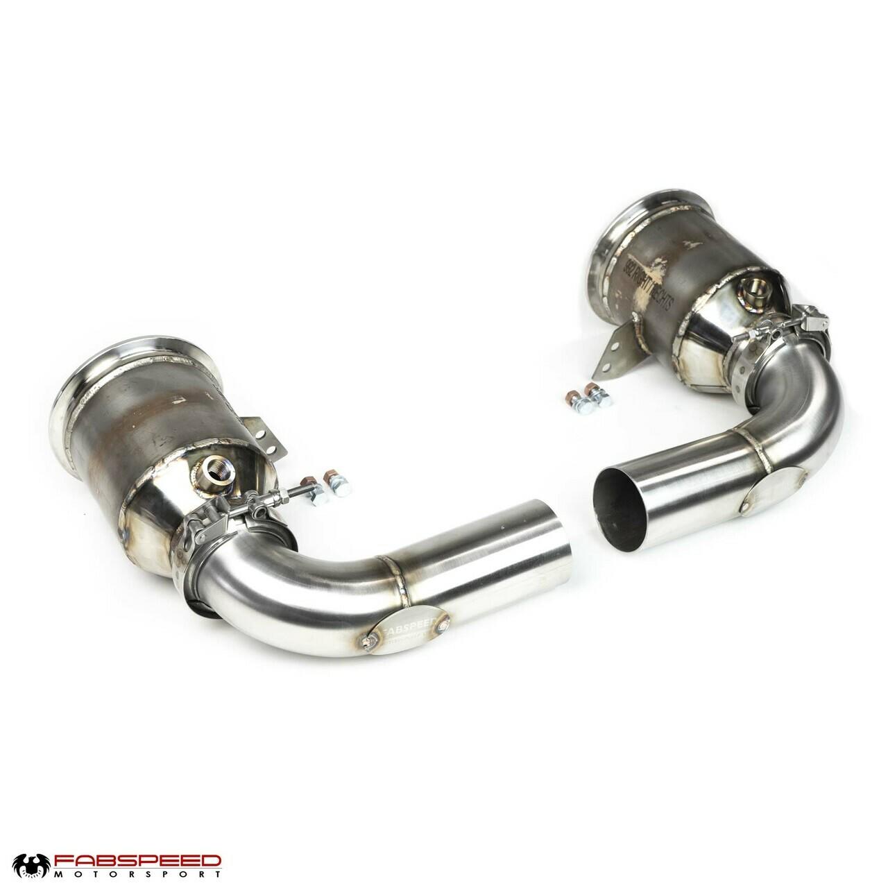 Fabspeed Porsche 992 Twin Turbo / Twin Turbo S Sport Catalytic Converters with GT2RS Style Outlets 2021 Onwards (FS.POR.992T.SCGT2XX)