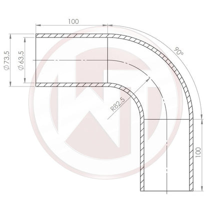 63,5mm (2,5) Silicone hose90ø bend black (001004156)