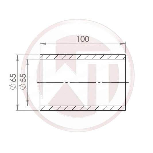 55mm (2,16) Silicone connector straight black (00100463)