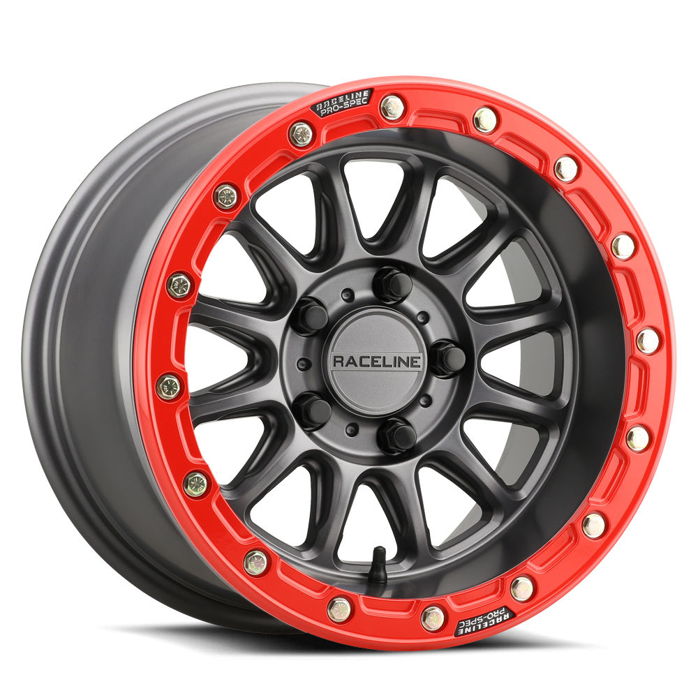 Raceline Wheel (A14GR-Alpha) Satin Gunmetal /Red Ring Finish