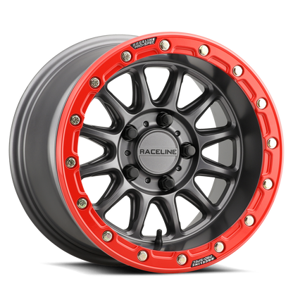 Raceline Wheel (A14GR-Alpha) Satin Gunmetal /Red Ring Finish
