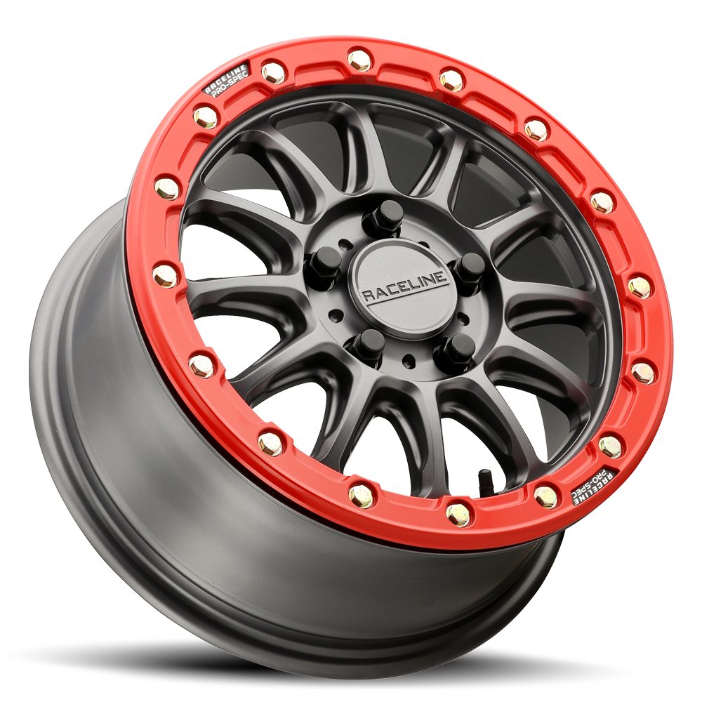 Raceline Wheel (A14GR-Alpha) Satin Gunmetal /Red Ring Finish
