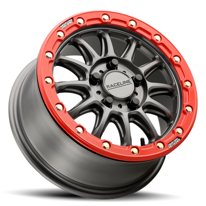 Raceline Wheel (A14GR-Alpha) Satin Gunmetal /Red Ring Finish