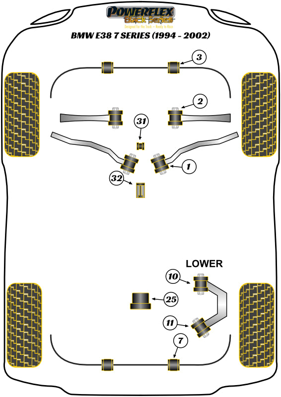 BMW (PFF5-503-225BLK) Front Anti Roll Bar Mounting Bush 22.5mm