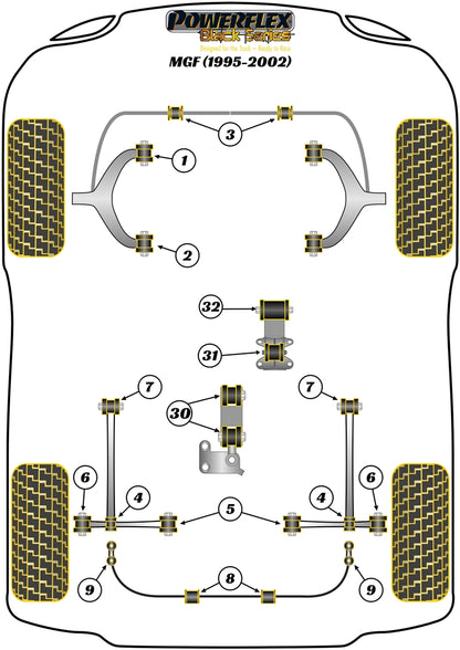 MG (PFR42-222BLK) Rear Tie Bar To Chassis Bush