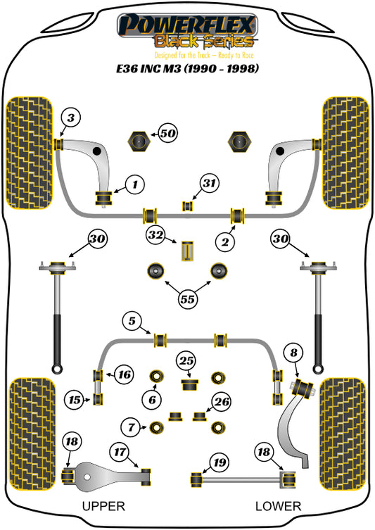 BMW (PFR5-324BLK) Rear Diff Front Mounting Bush, M3 Evo Only