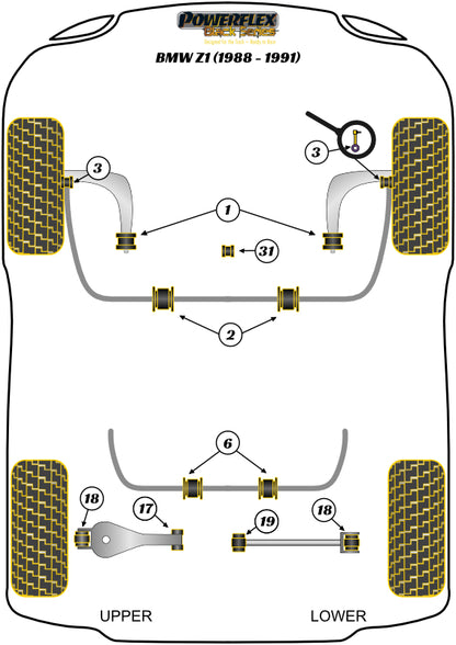 BMW (PFF5-302-21BLK) Front Anti Roll Bar Bush 21mm