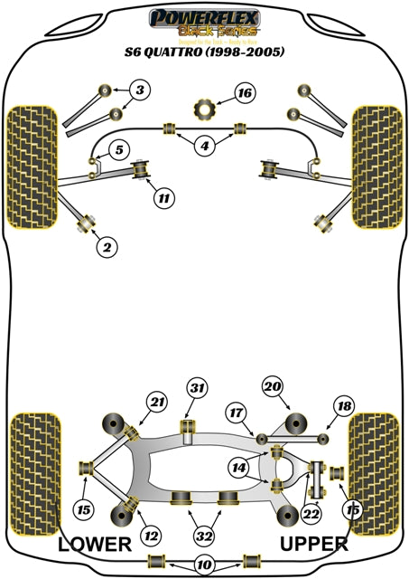 Audi (PFR3-1132BLK) Rear Diff Rear Mounting Bush