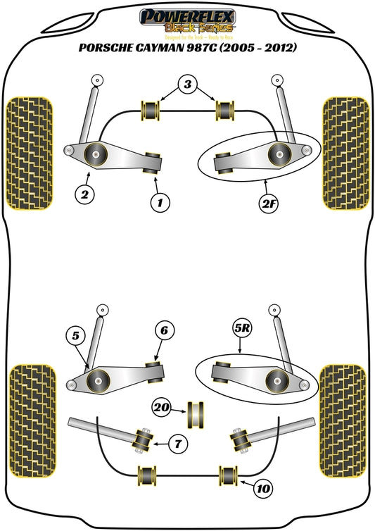 Porsche (PFR57-510-20BLK) Rear Anti Roll Bar Bush 20mm