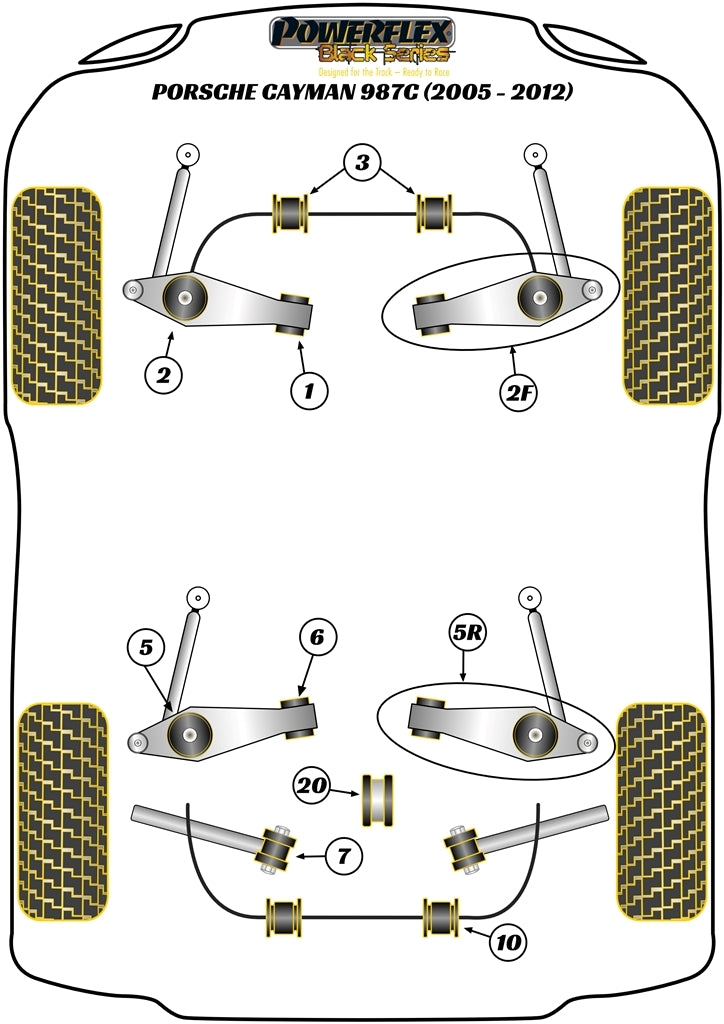 Porsche (PFR57-510-18.5BLK) Rear Anti Roll Bar Bush 18.5mm