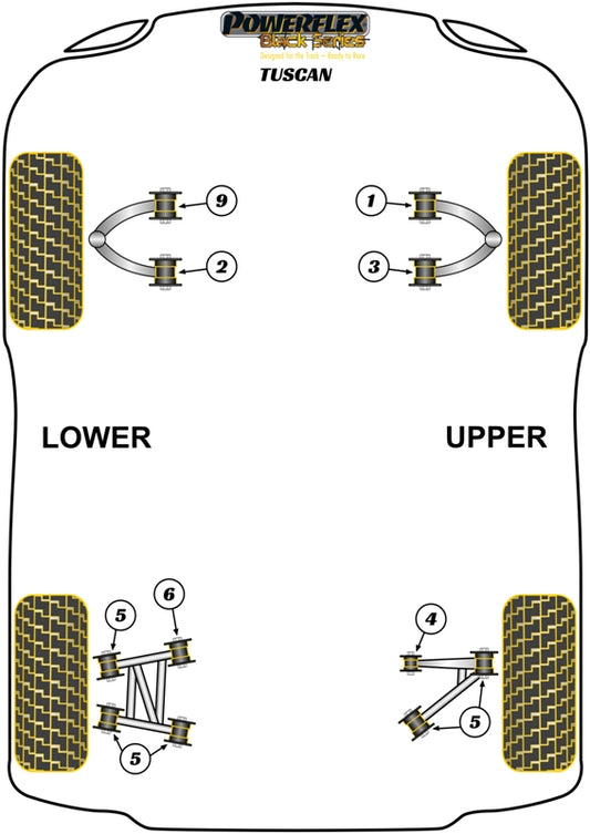 TVR (PF79-101RBLK) Rear Upper Wishbone Front Bush Short