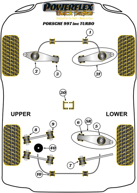 Porsche (PFR57-510-22BLK) Rear Anti Roll Bar Bush 22mm