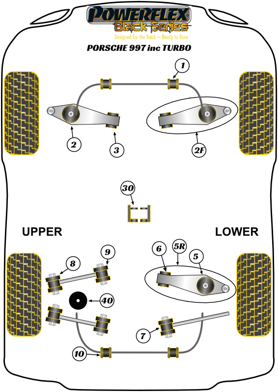 Porsche (PFR57-508BLK) Rear Upper Link Arm Outer Bush