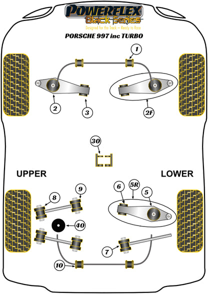 Porsche (PFR57-508BLK) Rear Upper Link Arm Outer Bush