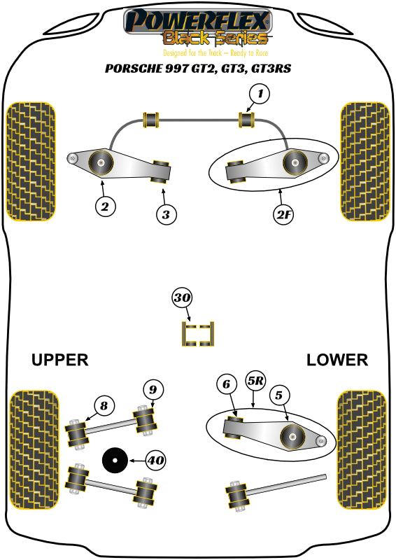 Porsche (PFR57-509BLK) Rear Upper Link Arm Outer Bush