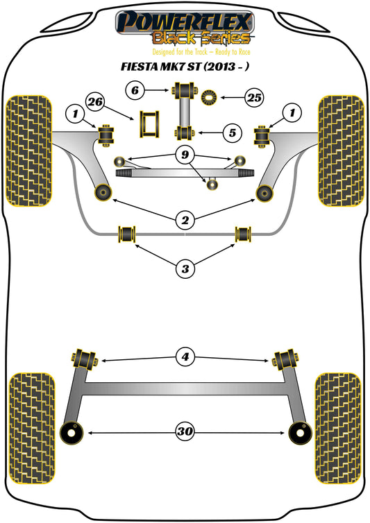 Ford (PFF19-2002BLK) Lower Engine Mount Small Bush 30mm Oval Bracket