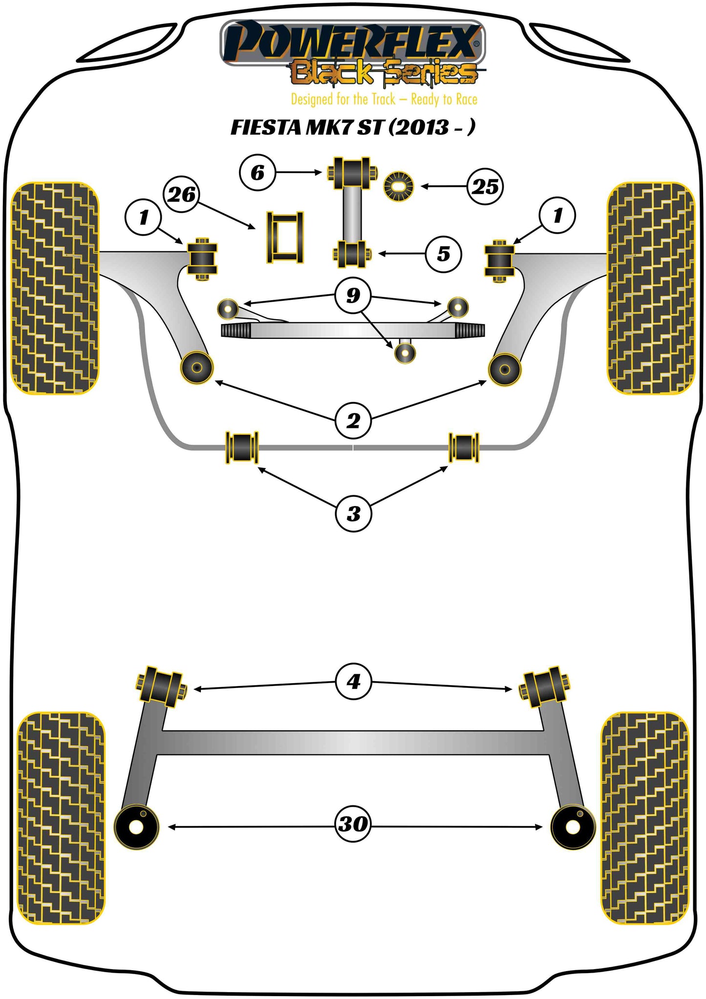 Ford (PFR19-1511BLK) Rear Beam To Chassis Bush