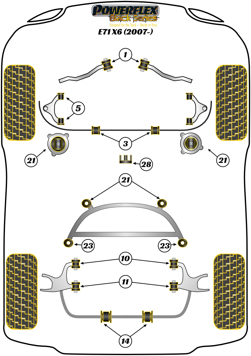 BMW (PFR5-1413-21BLK) Rear Anti Roll Bar Mounting Bush 21mm