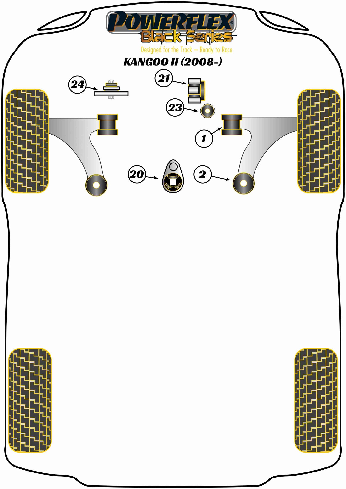 Renault (PFF60-902GBLK) Front Arm Rear Bush Caster Offset